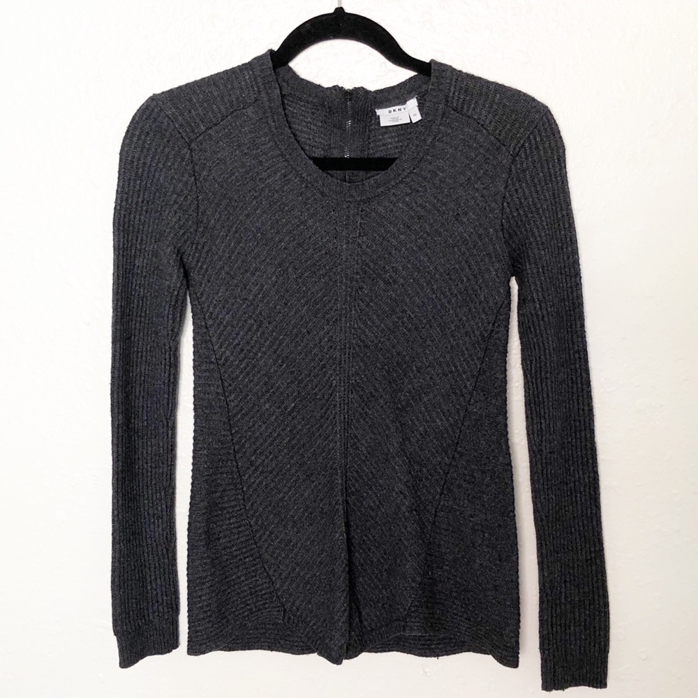 DKNY Grey‎ Ribbed Sweater Zip Size XS